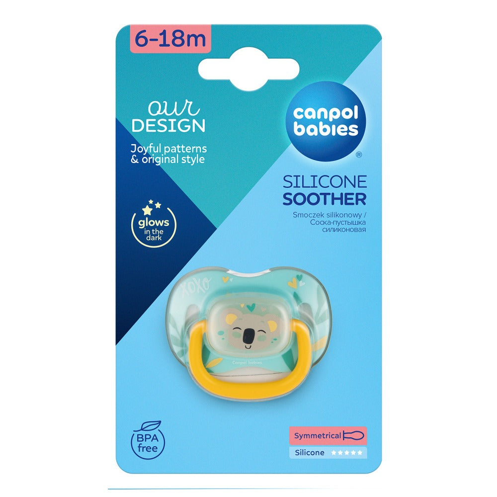 Ciuccio Simmetrico in Silicone Exotic Anilmals Glow Koala 6-18 Mesi