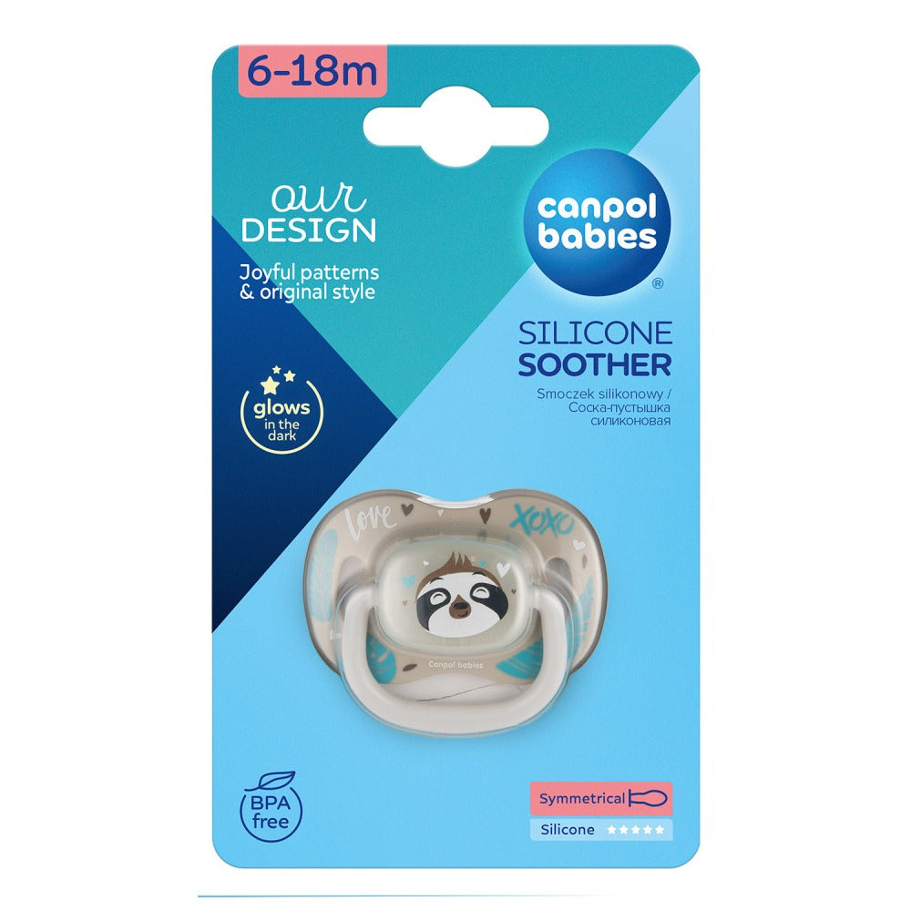 Sucette symétrique en silicone motif animal exotique et paresseux, 6 à 18 mois
