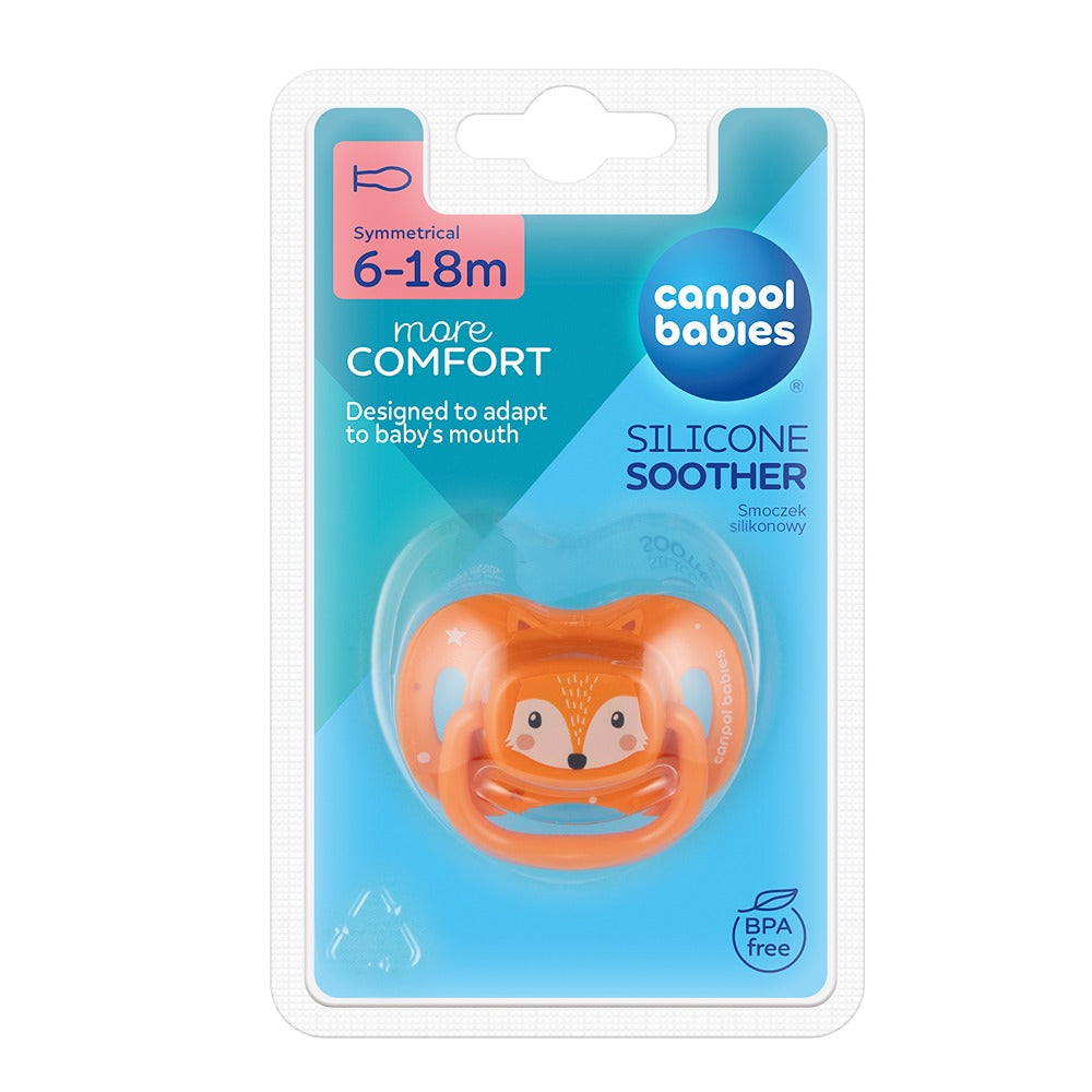 Sucette en silicone animaux mignons orange 6-18 mois