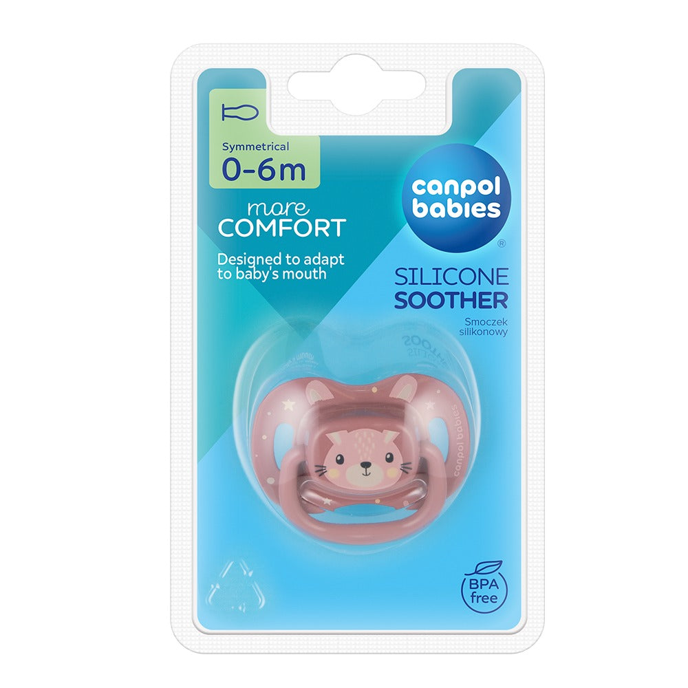 Sucette en silicone rose avec animaux mignons 0-6 mois