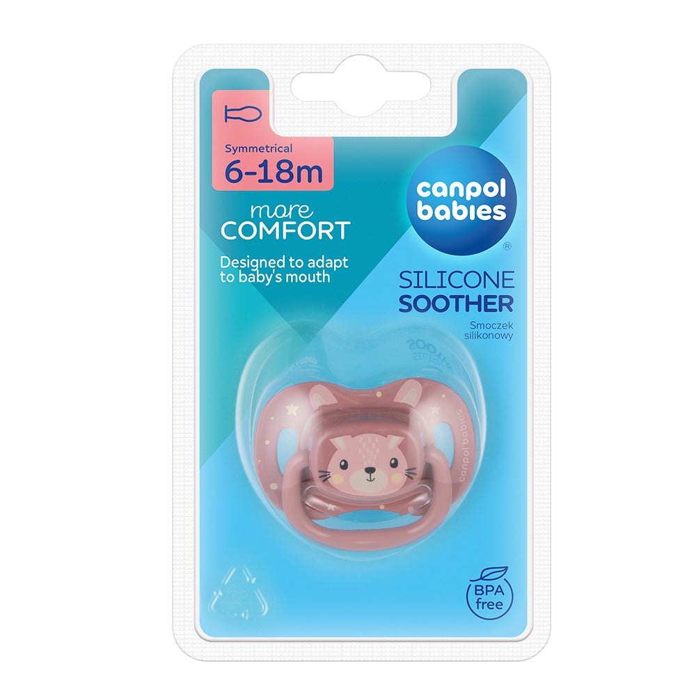 Sucette en silicone rose avec animaux mignons, 6 à 18 mois