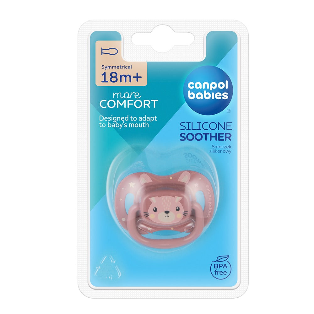 Sucette en silicone rose à motifs d'animaux mignons (18 mois et plus)