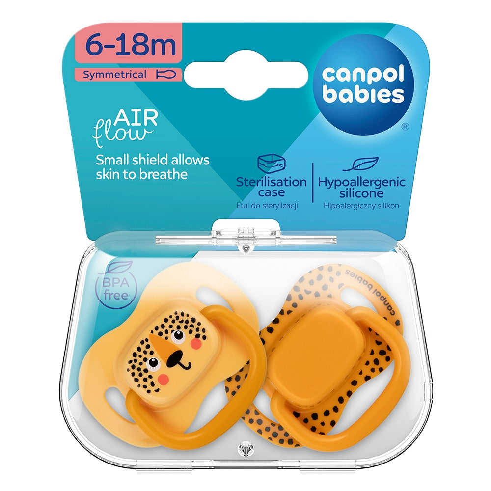 Ciuccio Simmetrico in Silicone BabiesBoo Arancione 6-18 Mesi 2 Pezzi