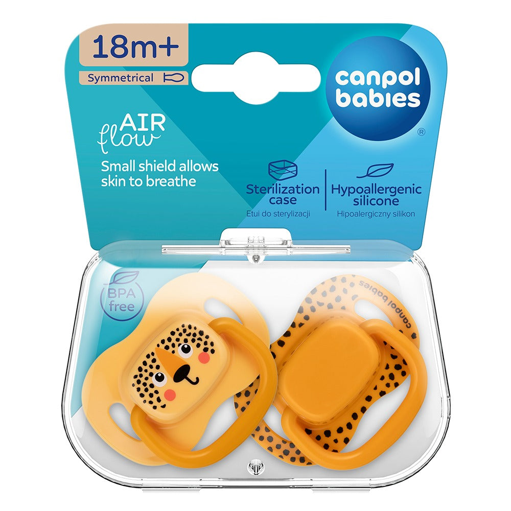 Ciuccio Simmetrico in Silicone BabiesBoo Arancione 18+ Mesi 2 Pezzi