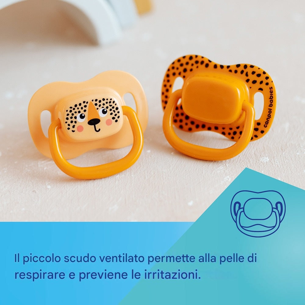 Ciuccio Simmetrico in Silicone BabiesBoo Arancione 18+ Mesi 2 Pezzi