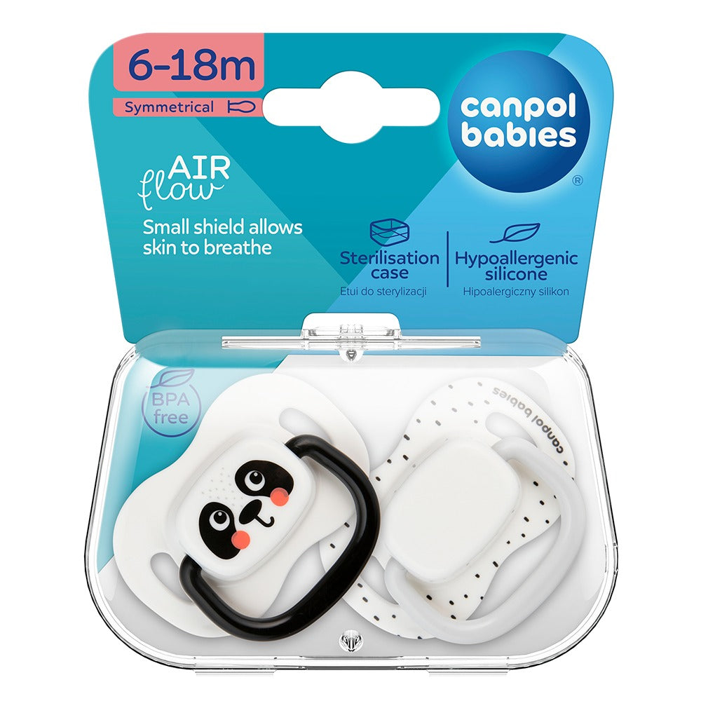 Ciuccio Simmetrico in Silicone BabiesBoo Bianco 6-18 Mesi 2 Pezzi