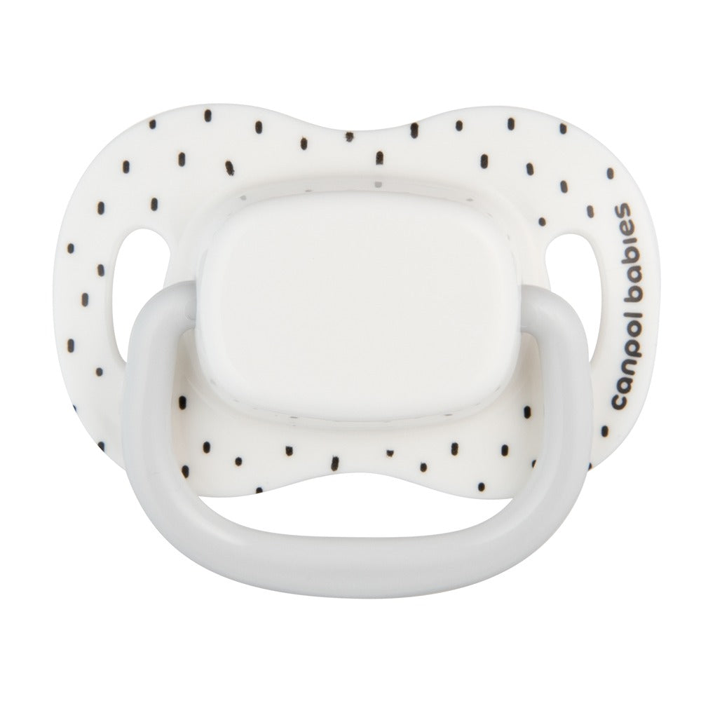 Ciuccio Simmetrico in Silicone BabiesBoo Bianco 18+ Mesi 2 Pezzi