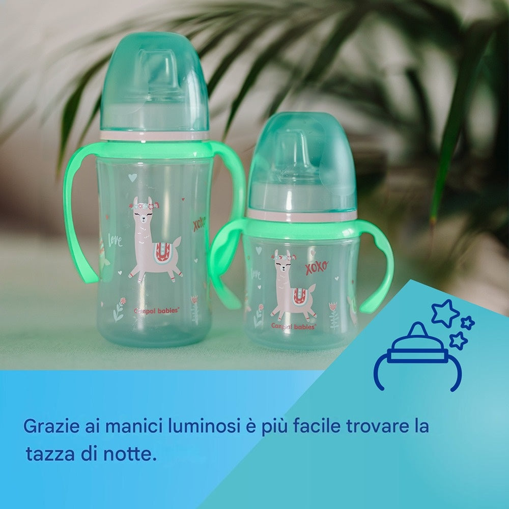 Tazza di Apprendimento con Manici Luminosi PP EasyStart 240 ml Exotic Animals Verde