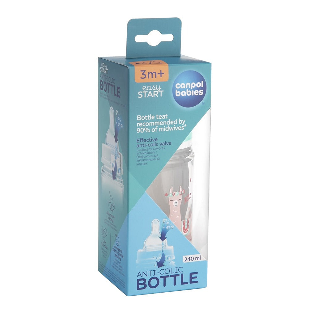 Biberon Anti-Colica a Collo Largo 240 ml PP Easy Start Exotics Animals Verde