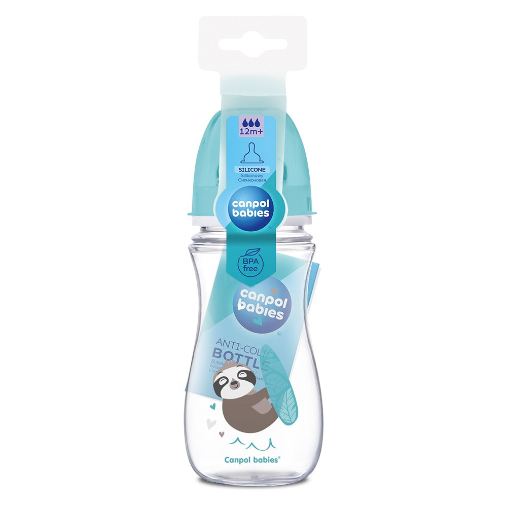 Biberon Anti-Colica a Collo Largo 300  ml PP Easy Start Exotics Animals Blu