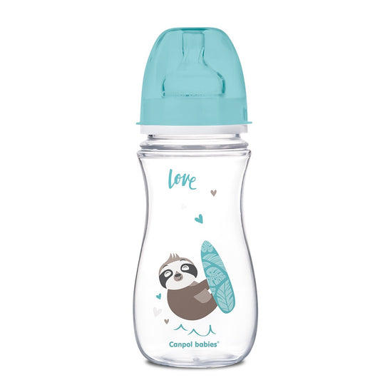 Biberon Anti-Colica a Collo Largo 300  ml PP Easy Start Exotics Animals Blu