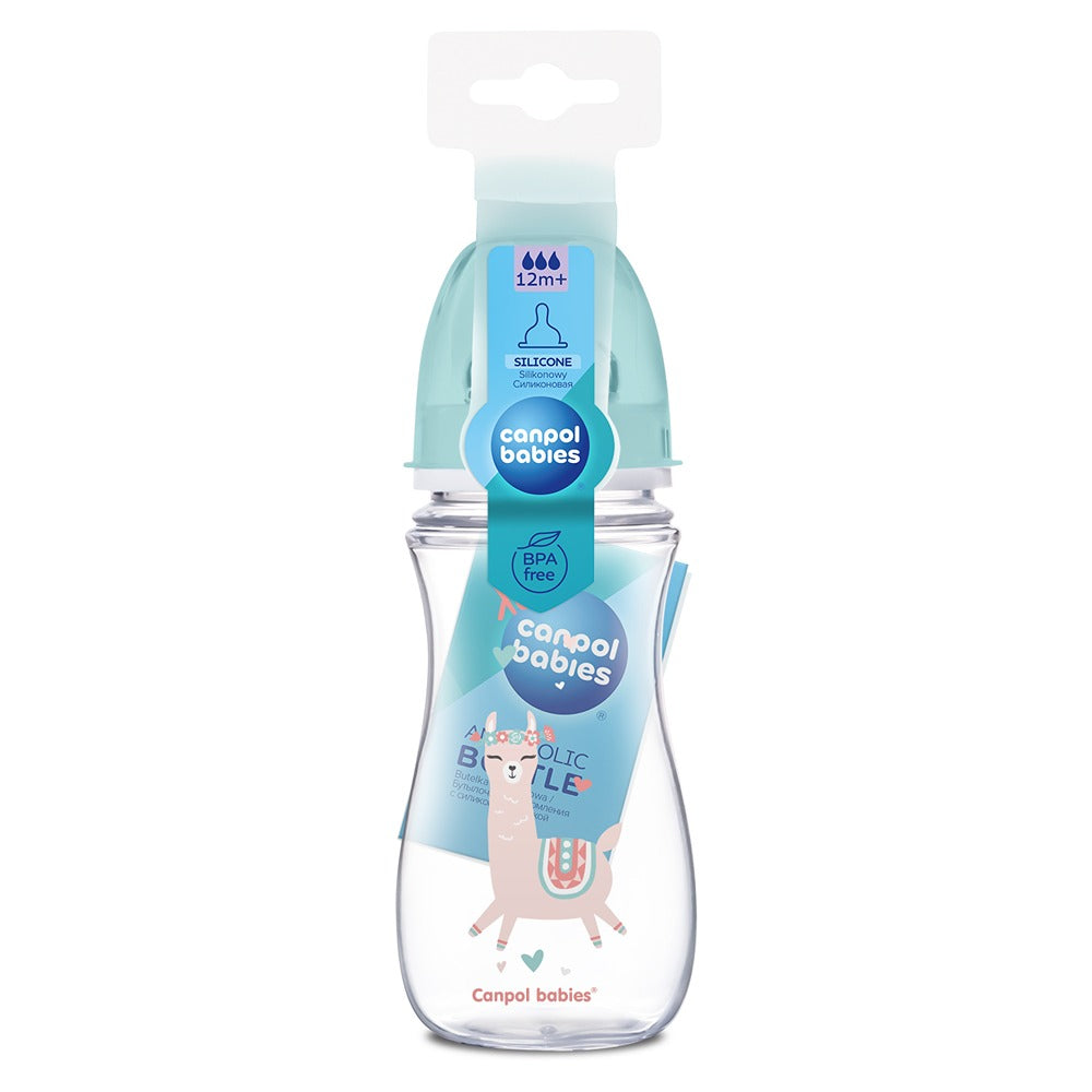 Biberon Anti-Colica a Collo Largo 300  ml PP Easy Start Exotics Animals Verde