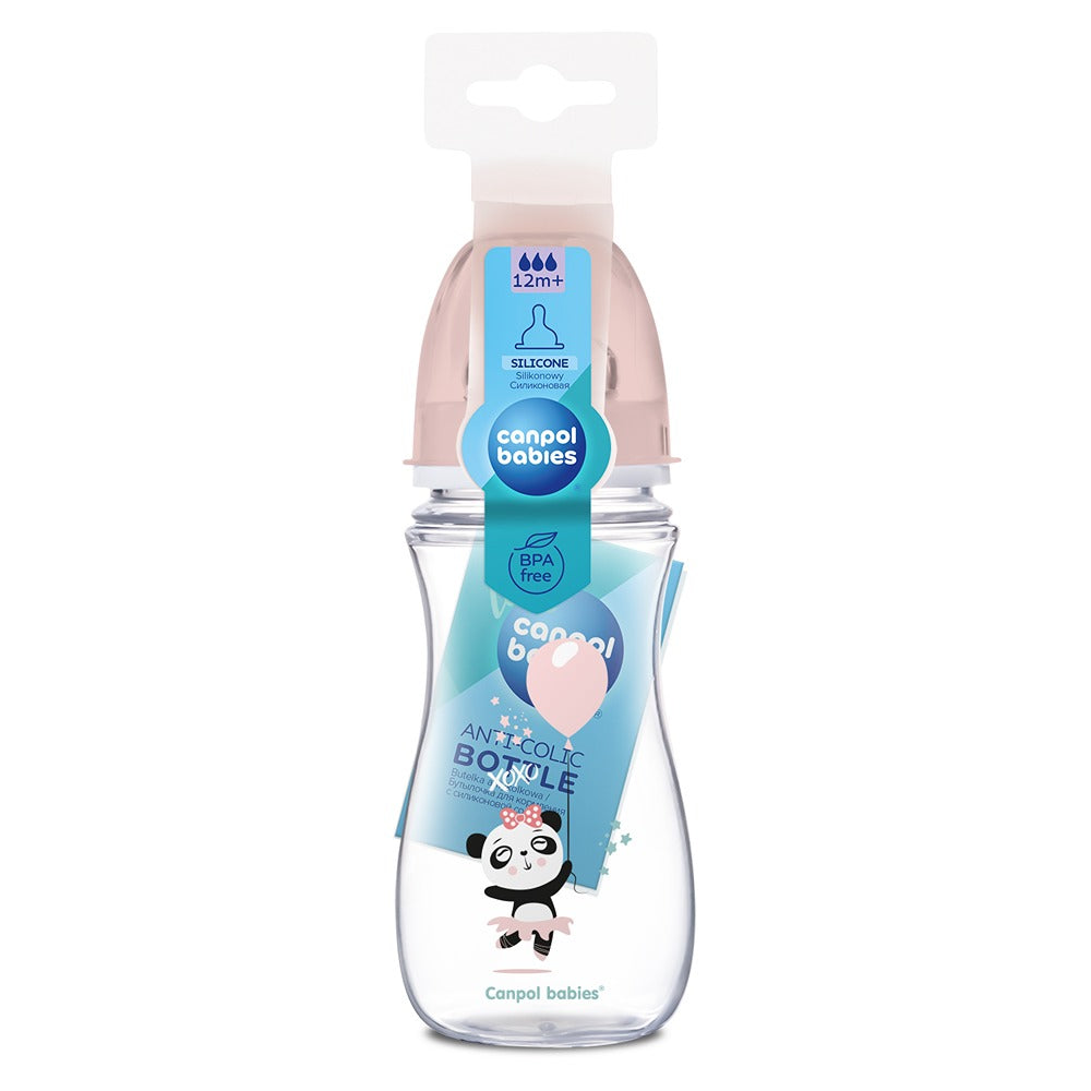 Biberon Anti-Colica a Collo Largo 300  ml PP Easy Start Exotics Animals Rosa