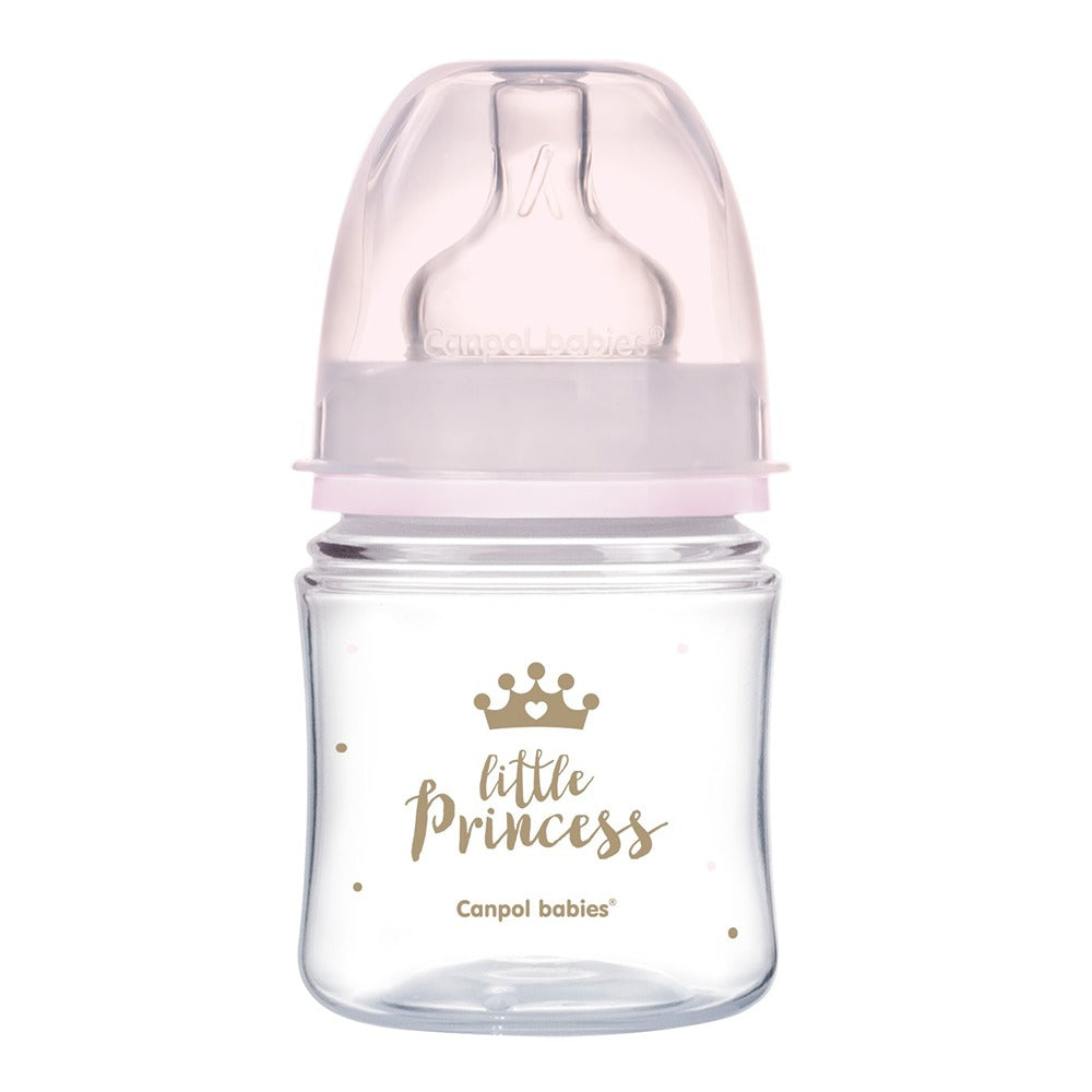 Biberón anticólicos Royal Baby Easy Start de cuello ancho, 120 ml, PP, rosa
