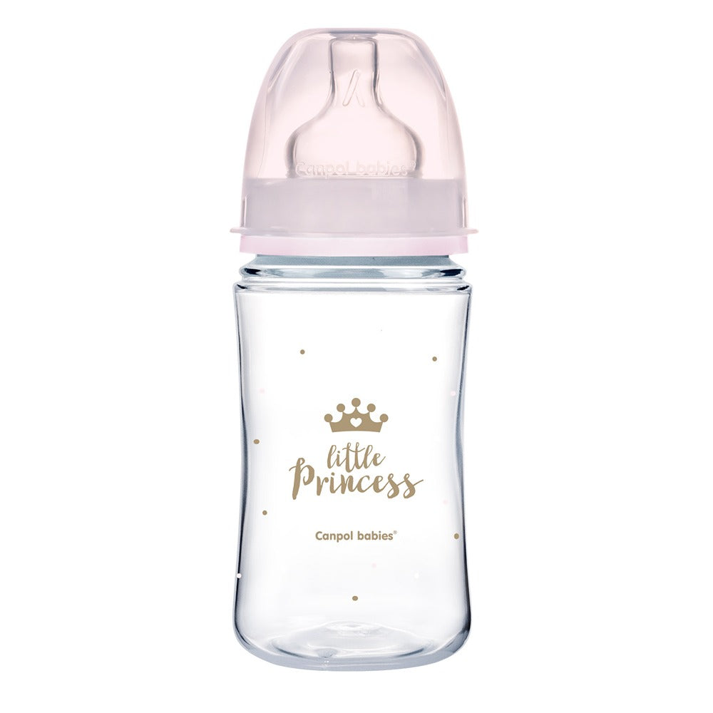 Biberón anticólicos Royal Baby Easy Start de cuello ancho, 240 ml, PP, rosa
