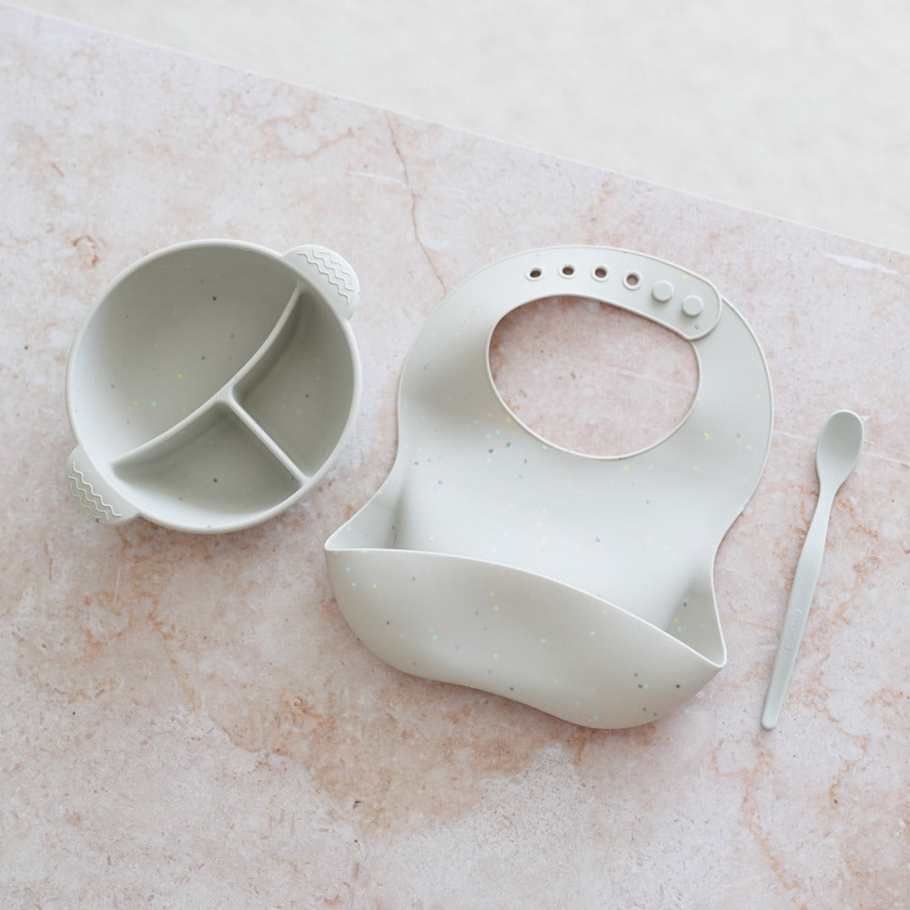 Bol en silicone à 3 compartiments avec ventouse 360 ​​ml Gris