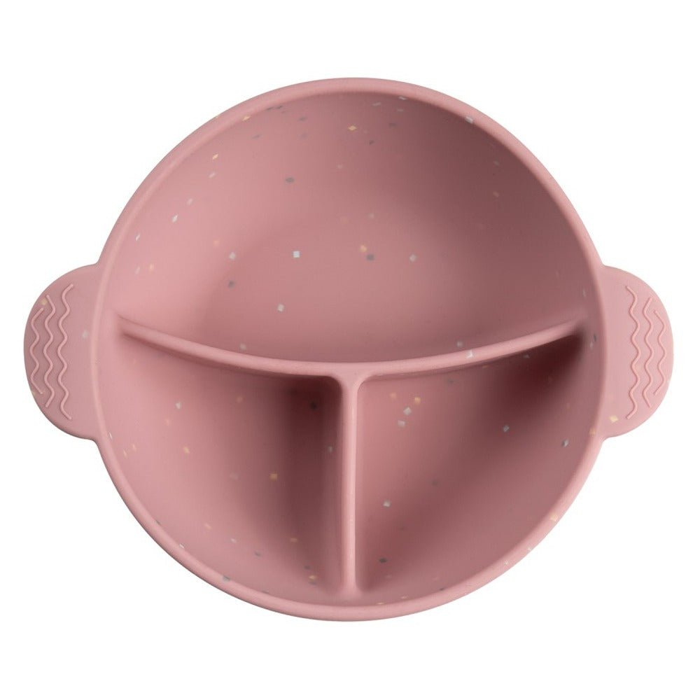Cuenco de silicona de 3 compartimentos con ventosa de 360 ​​ml rosa