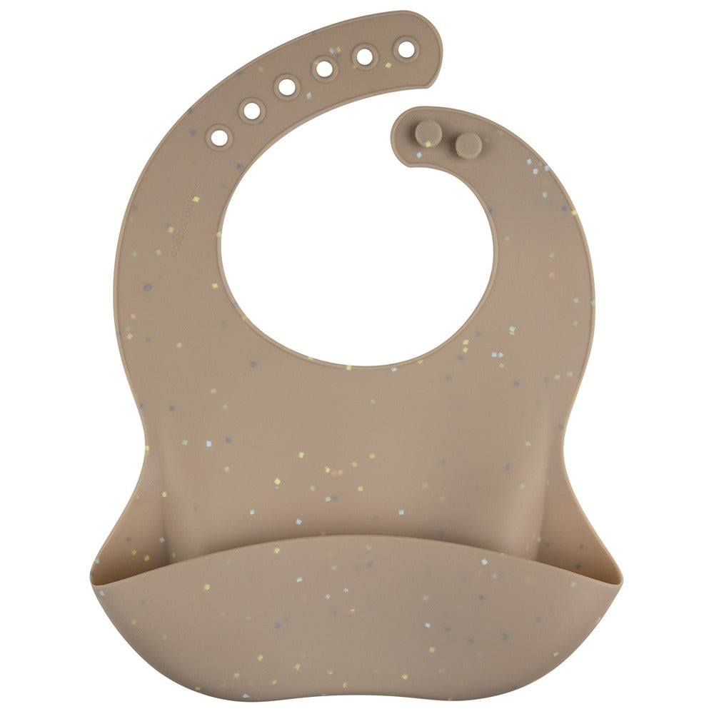 Bavaglino in Silicone con Tasca Dots Beige