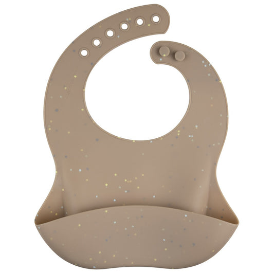 Bavaglino in Silicone con Tasca Dots Beige