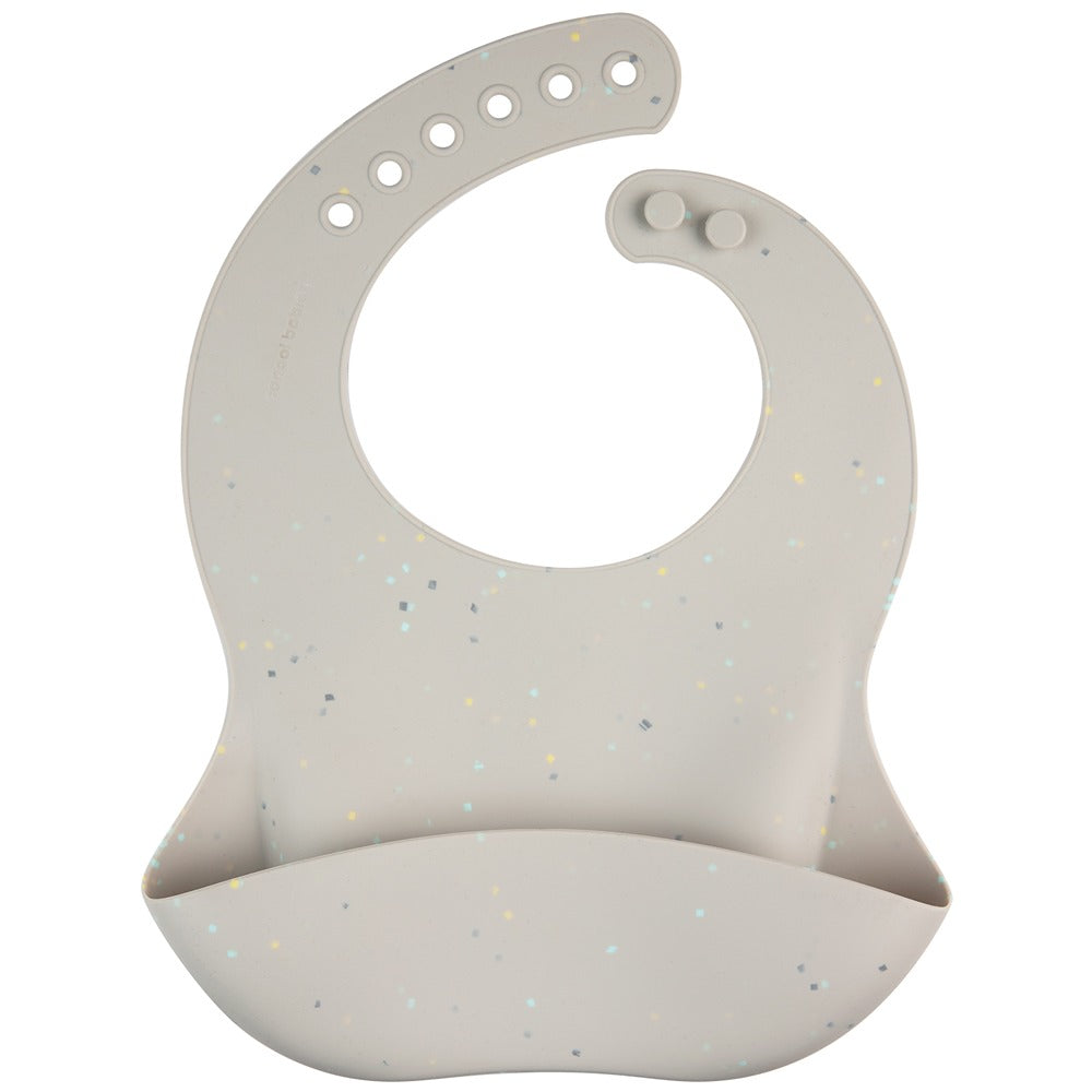 Bavaglino in Silicone con Tasca Dots Grigio
