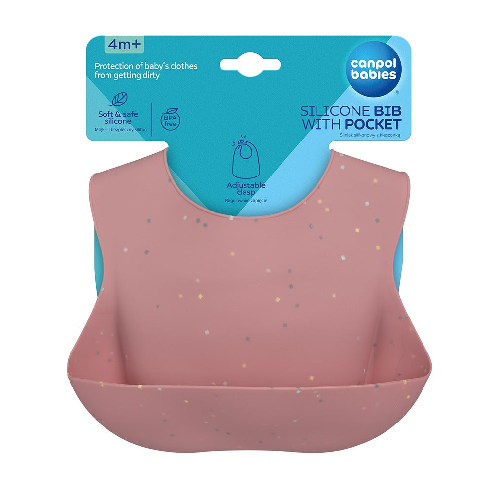 Bavaglino in Silicone con Tasca Dots Rosa