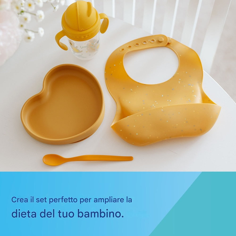 Bavaglino in Silicone con Tasca Dots Beige