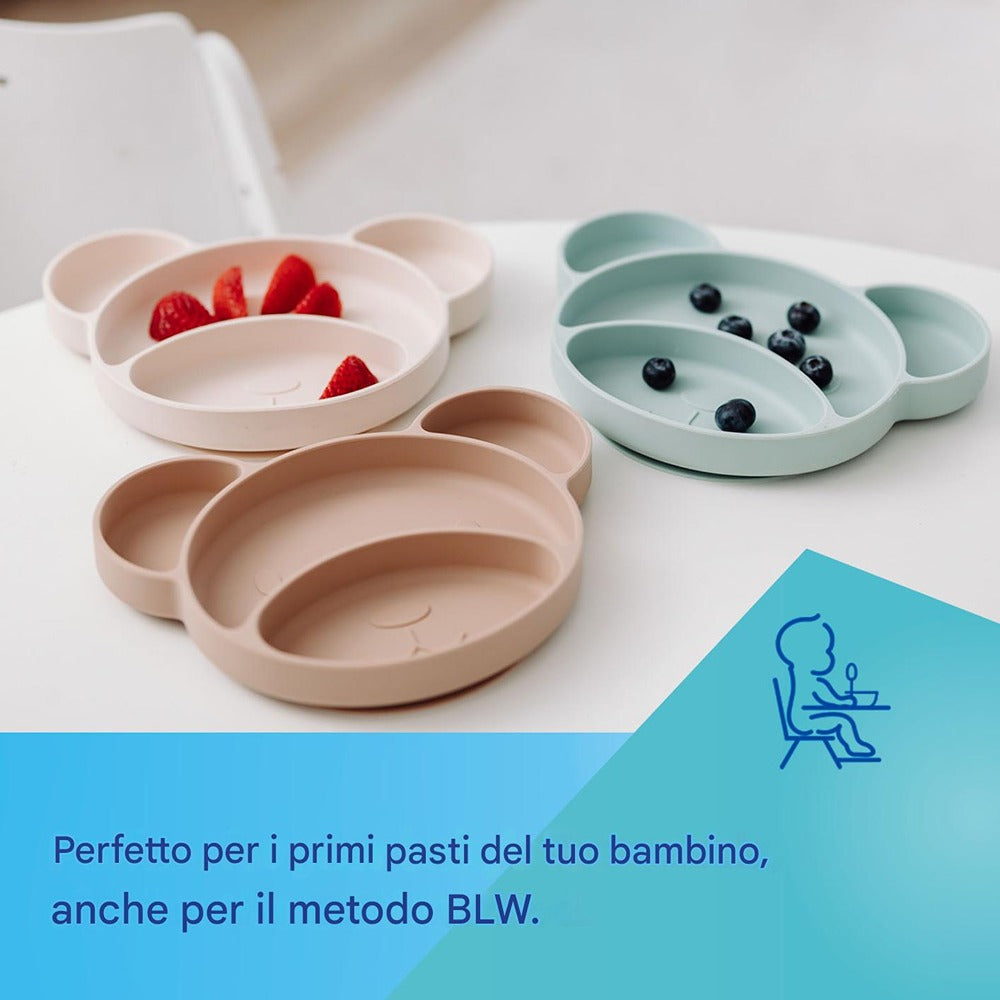 Assiette en silicone avec ventouse Green Bear