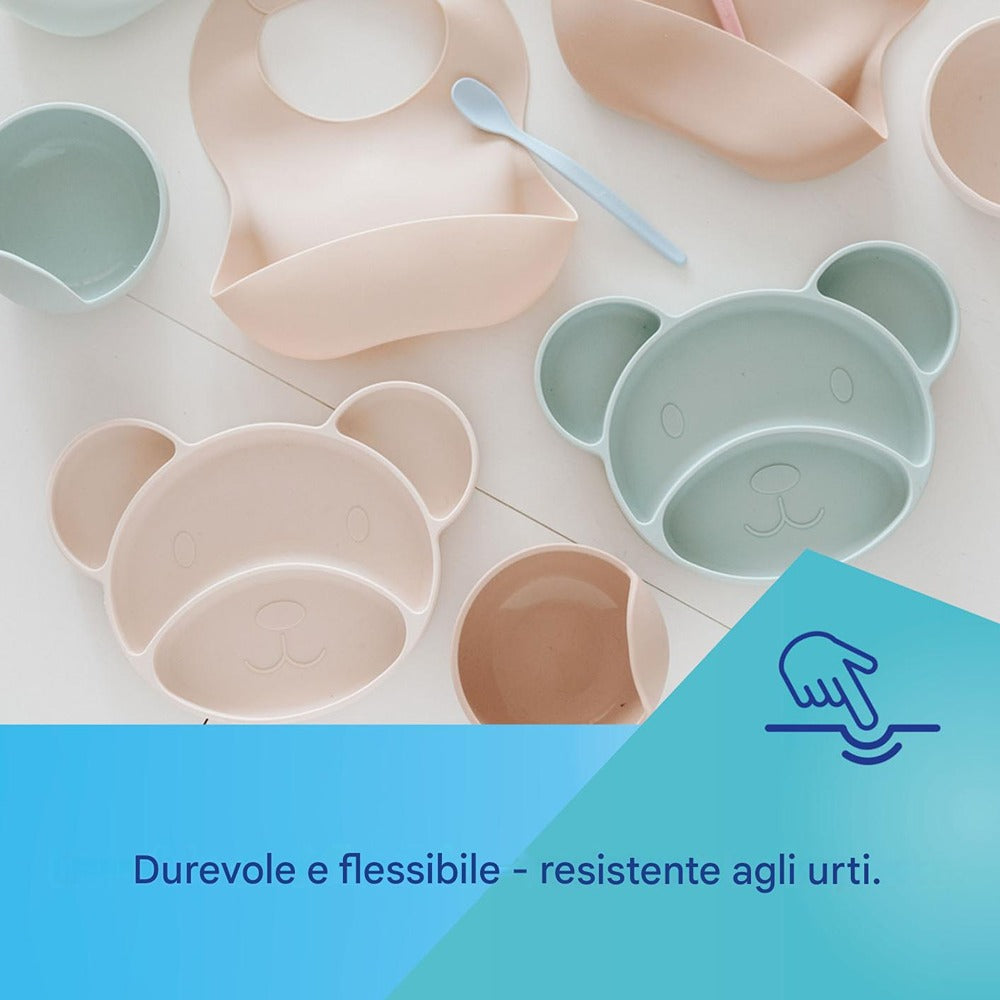Assiette en silicone avec ventouse Green Bear