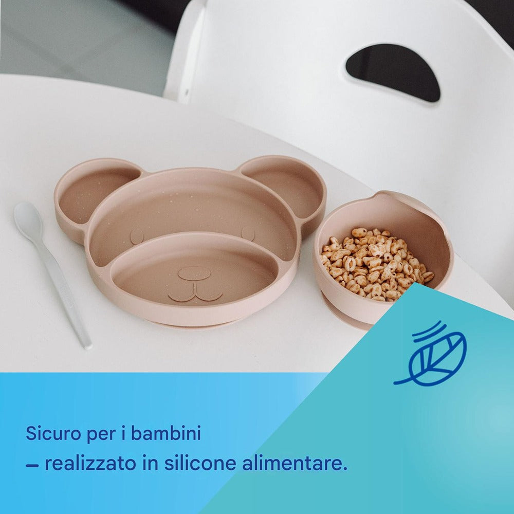 Assiette en silicone avec ventouse Green Bear