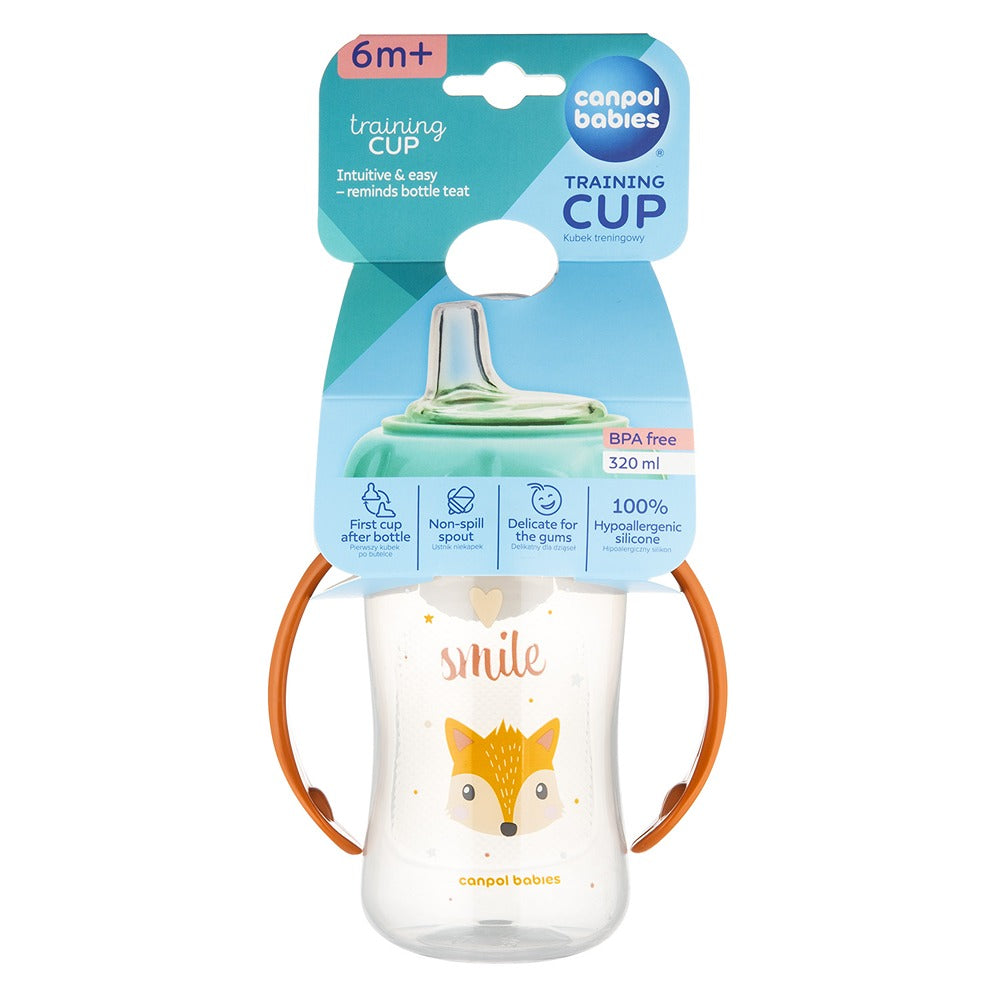 Tazza da Allenamento con Beccuccio in Silicone Morbido 320 ml Cute Animals Arancione