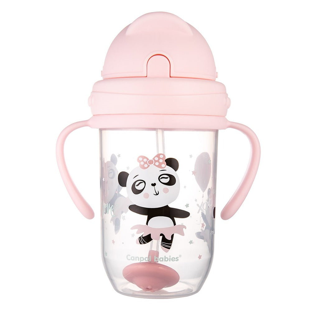 Tazza Antigoccia con Cannuccia Appesantita 270 ml Exotic Animals Rosa