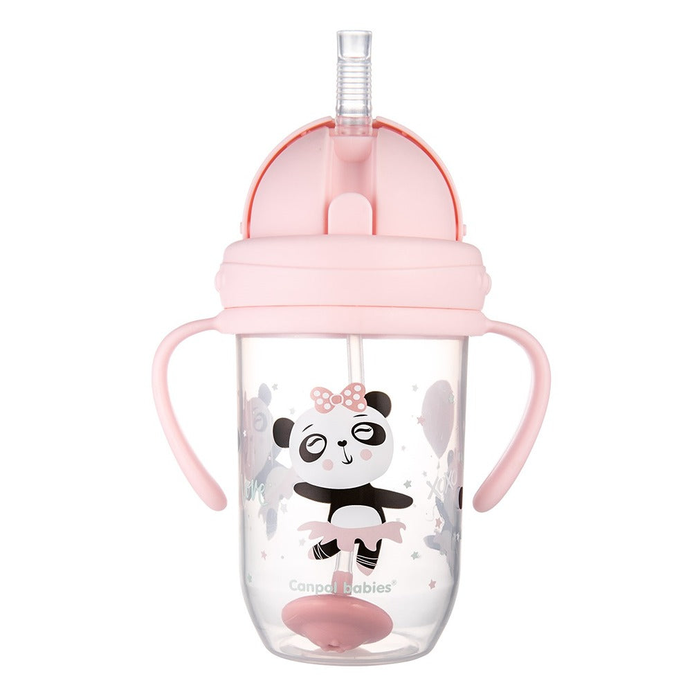 Tazza Antigoccia con Cannuccia Appesantita 270 ml Exotic Animals Rosa