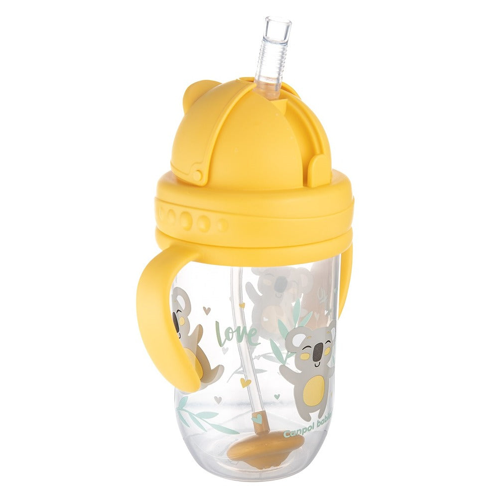 Tazza Antigoccia con Cannuccia Appesantita 270 ml Exotic Animals Gialla