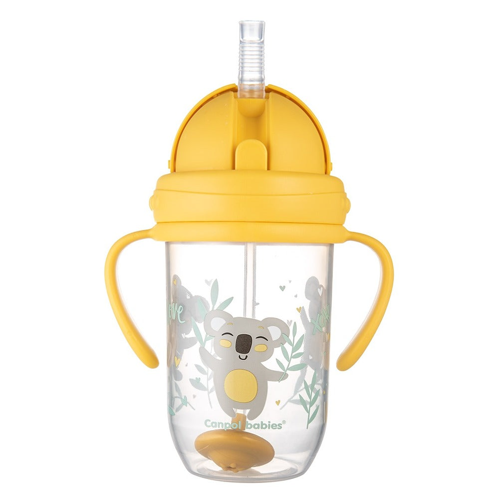 Tazza Antigoccia con Cannuccia Appesantita 270 ml Exotic Animals Gialla