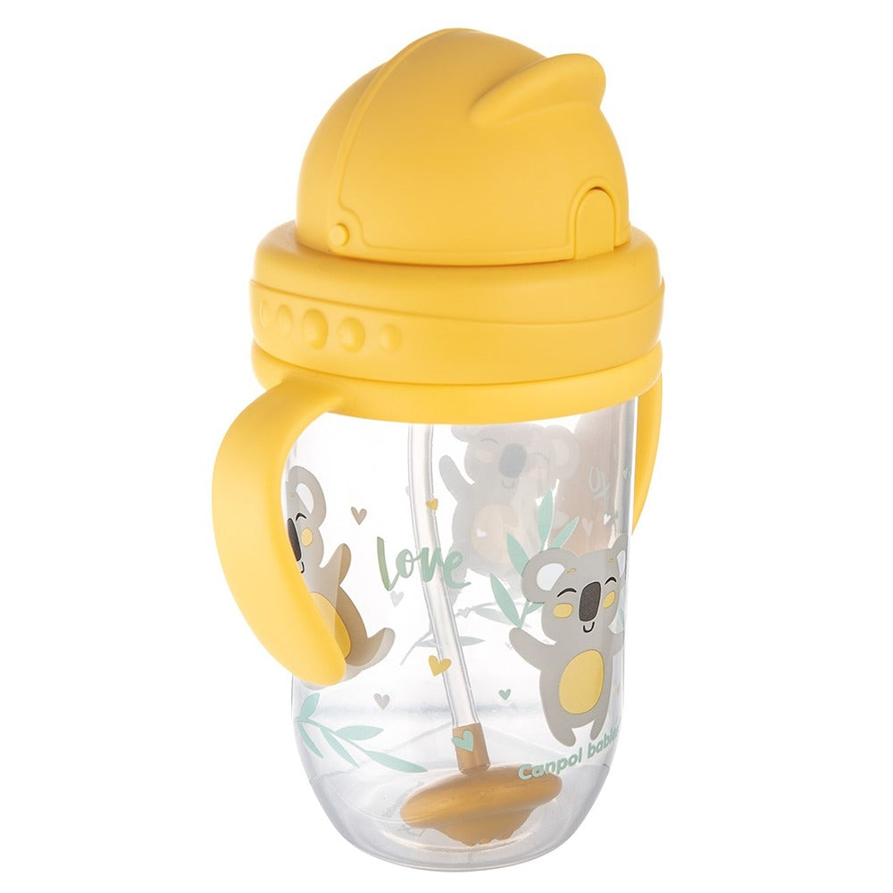 Tazza Antigoccia con Cannuccia Appesantita 270 ml Exotic Animals Gialla