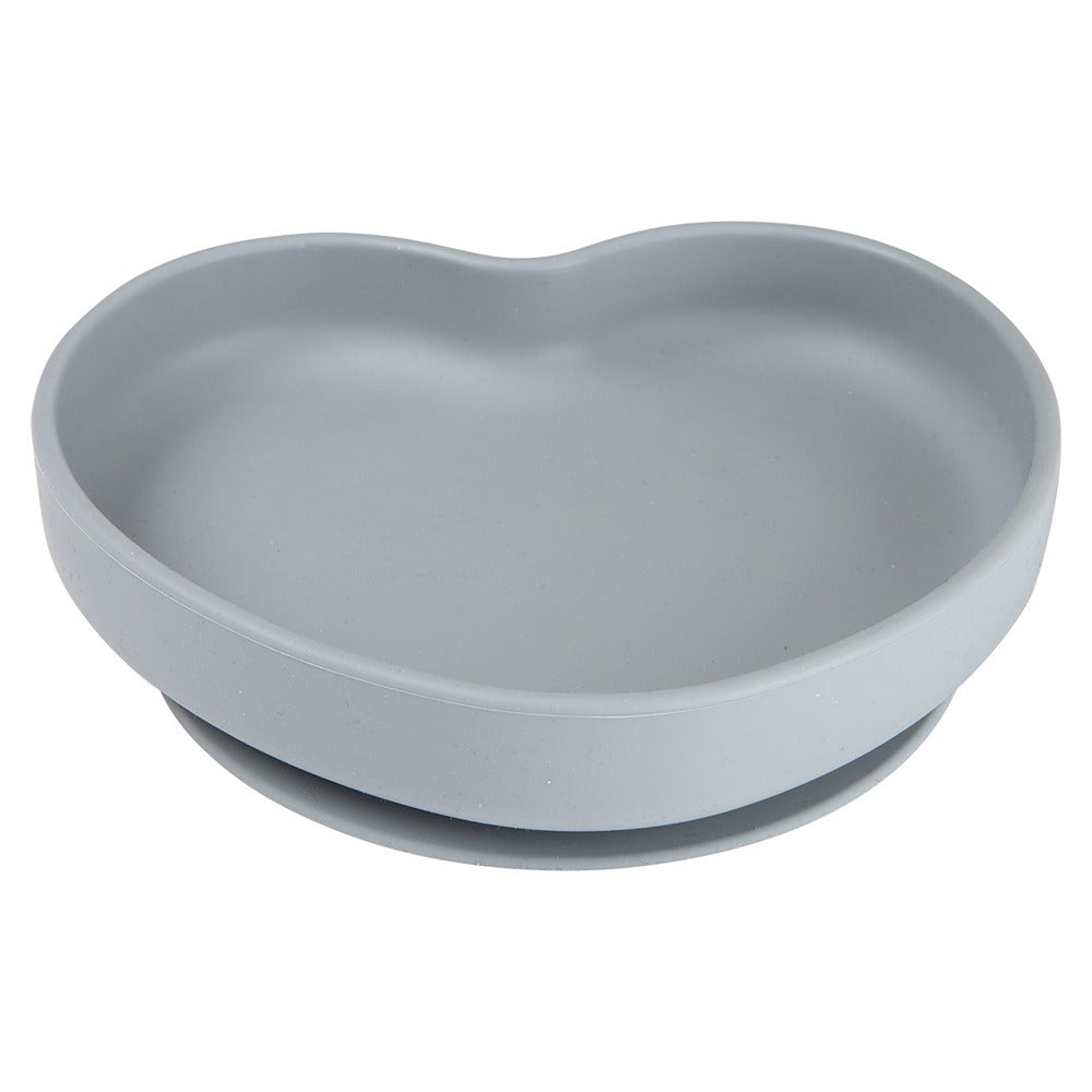 Assiette en silicone avec ventouse en forme de cœur bleu