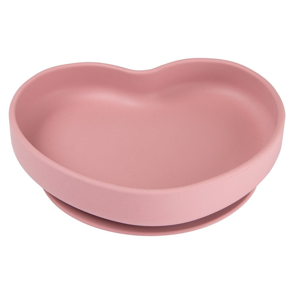 Assiette en silicone avec ventouse en forme de cœur rose